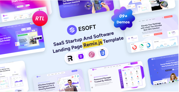 eSoft - Remix.Js SaaS Startup & Software Landing P
