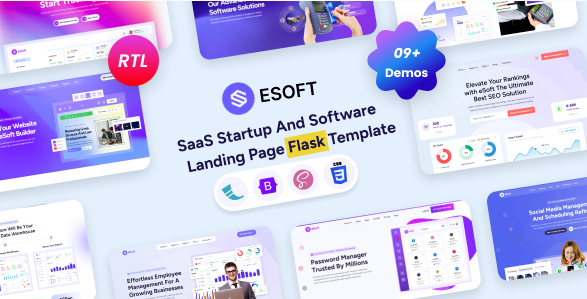 eSoft - SaaS Startup & Software Landing Page Flask