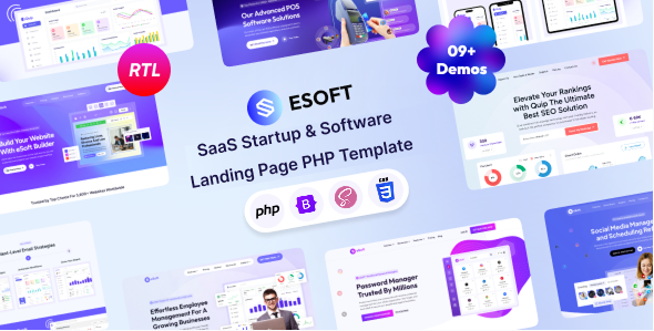 eSoft - SaaS Startup & Software Landing Page PHP