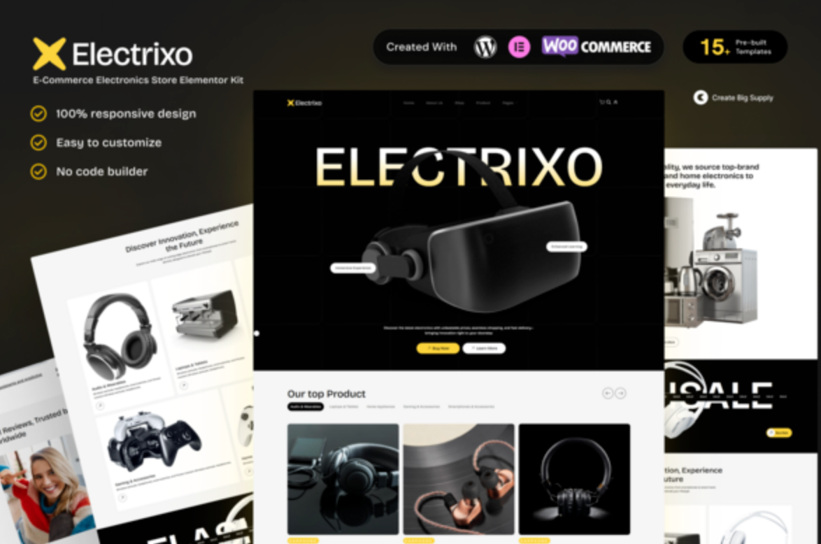 Electrixo - E-Commerce Electronics Store Elementor Template Kit for Gadgets and Tech Retail