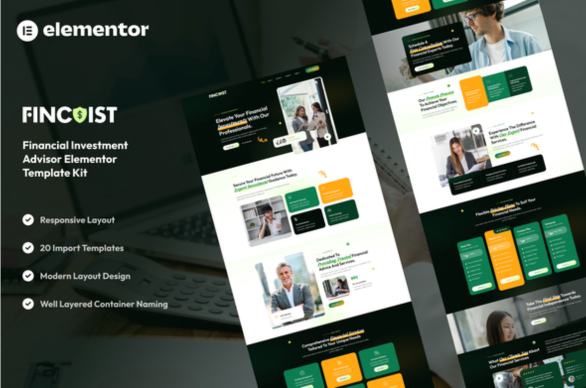 Fincoist - Financial Investment Advisor Elementor Template Kit