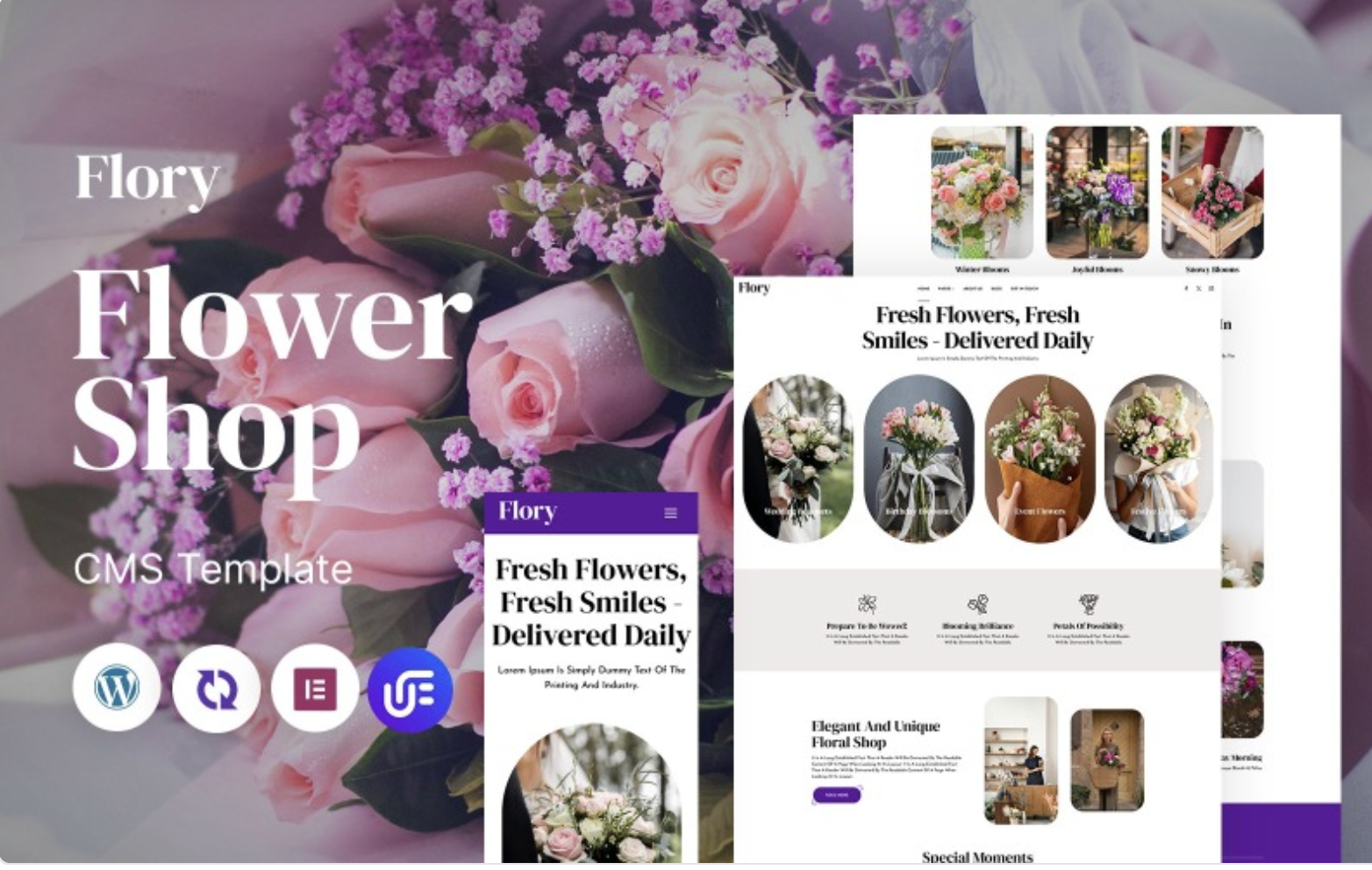 Flower Shoop - Elegant Flower Shop, Wedding Flowers & Decoration WordPress Elementor Theme WordPress Theme