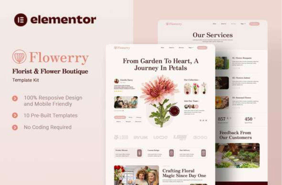 Flowerry - Florist & Flower Boutique Elementor Template Kit