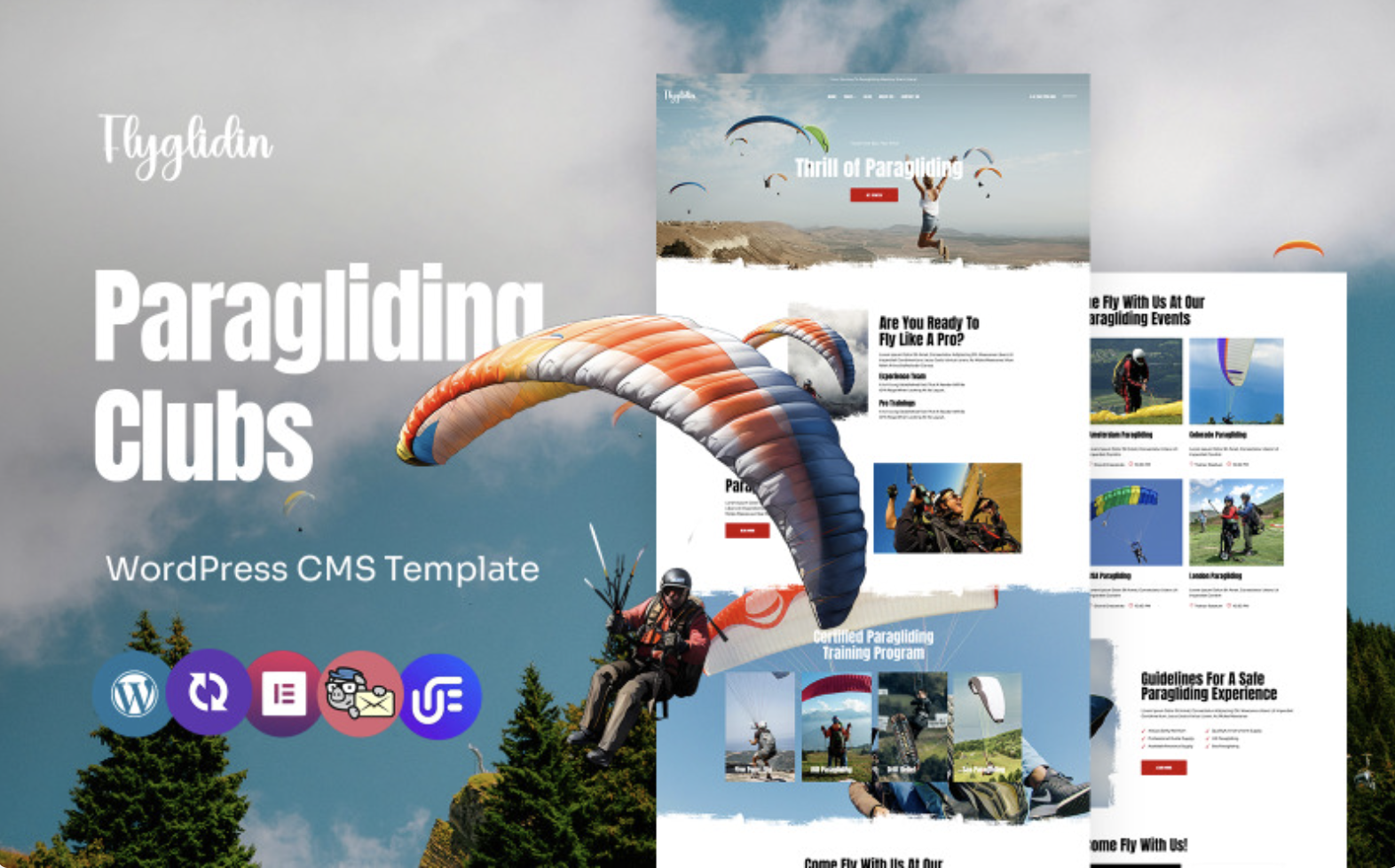 Flyglidin - Paragliding and Adventure Multipurpose WordPress Elementor Theme WordPress Theme