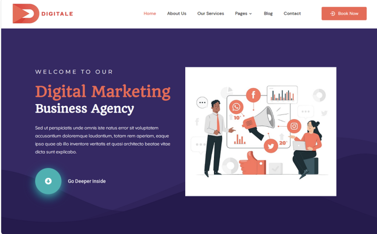 Digitale - Digital Marketing Agency Office Business Elementor WordPress Theme
