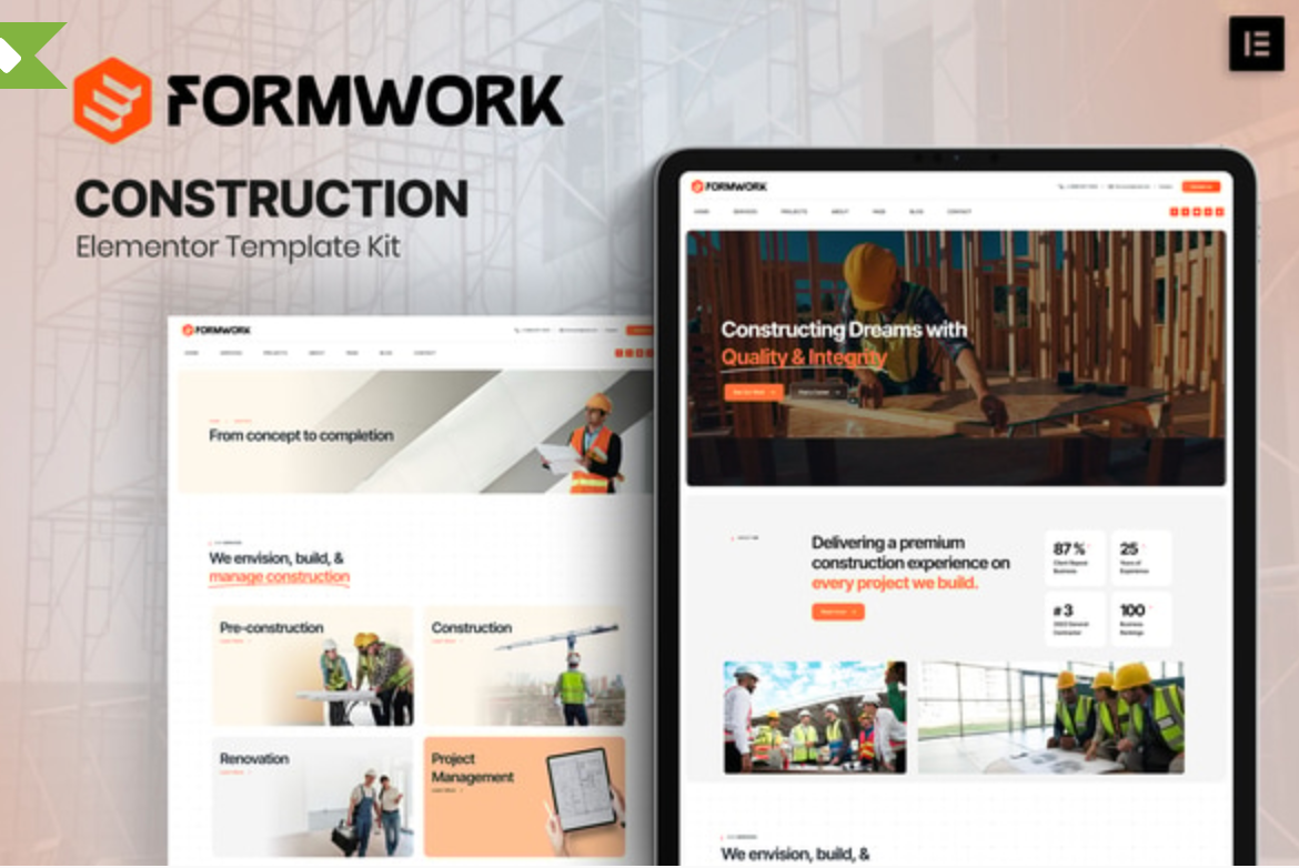 Formwork - Construction Elementor Template Kit