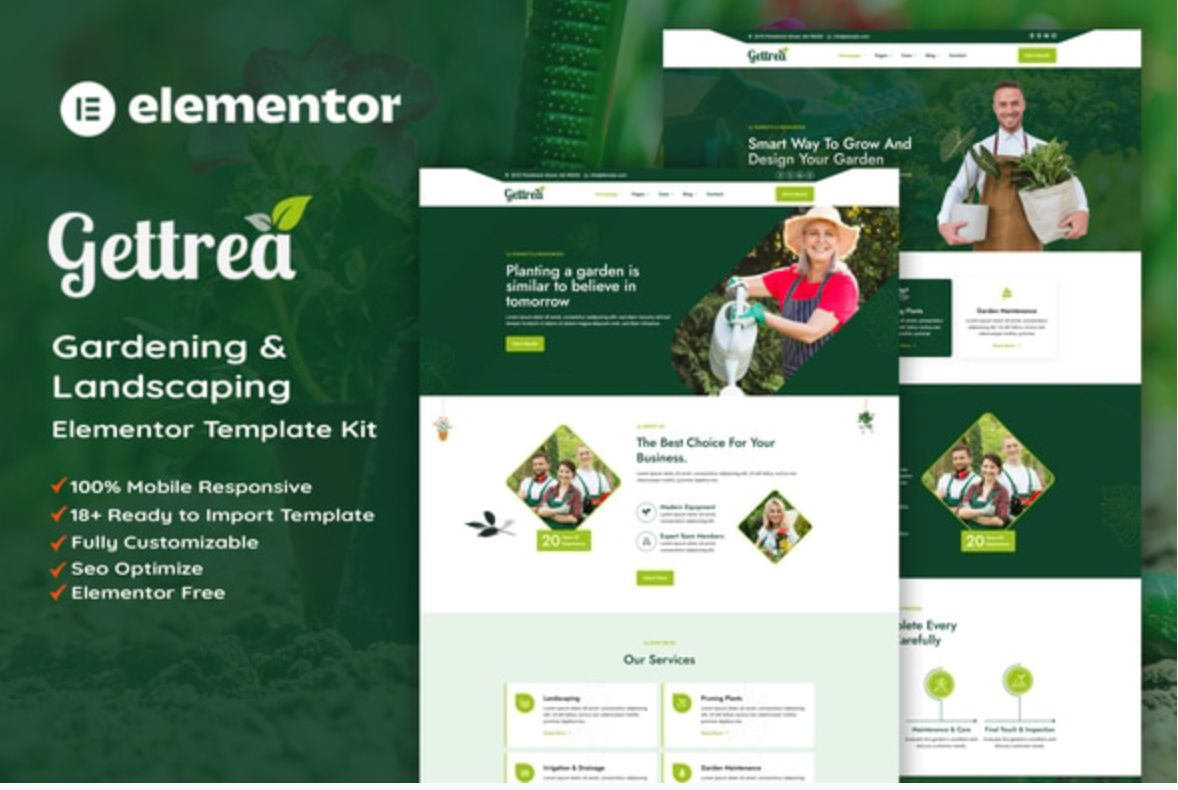 Gettrea - Gardening & Landscaping Elementor Template Kit