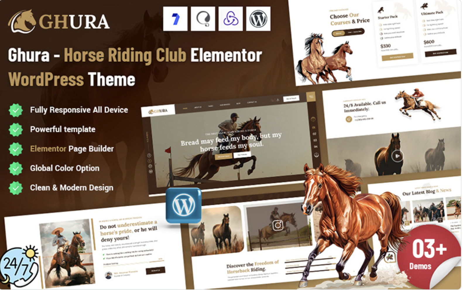 Ghura - Horse Riding Club Elementor WordPress Theme