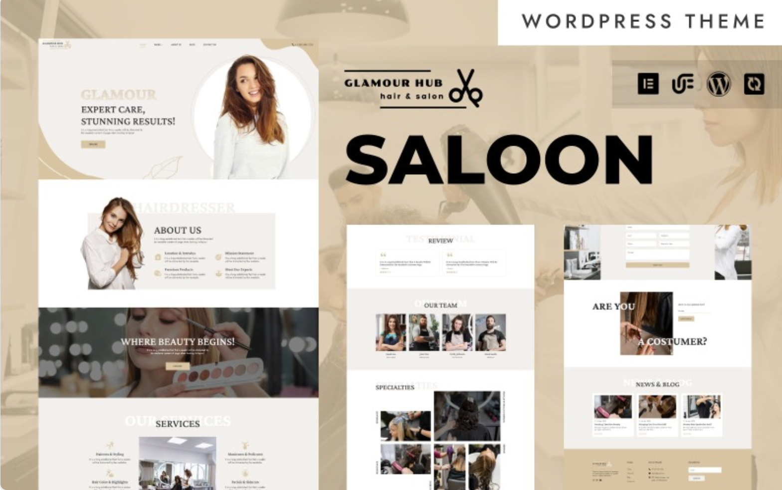 Glamour - Hair and Beauty Salon WordPress Theme