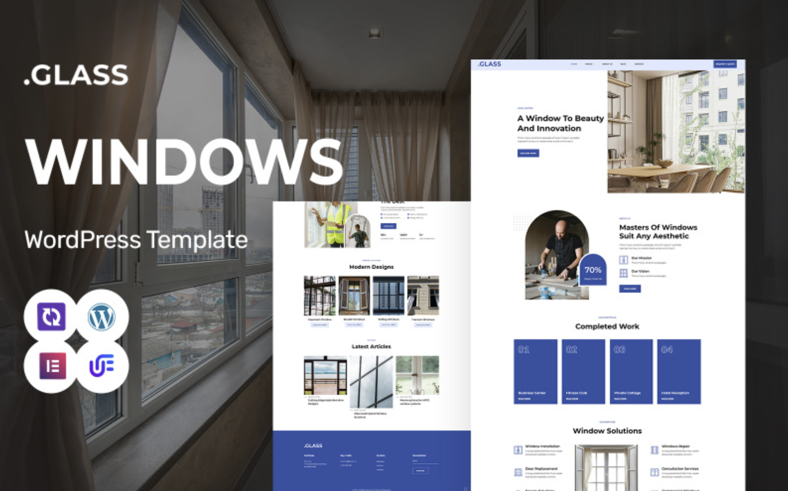 Glass - Glass, Windows Manufacturing And Repair WordPress Elementor Theme WordPress Theme