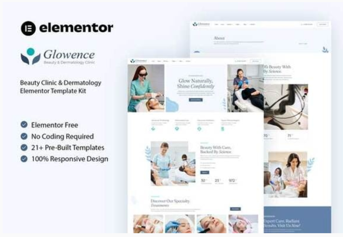 Glowence - Beauty Clinic & Dermatology Elementor Template Kit