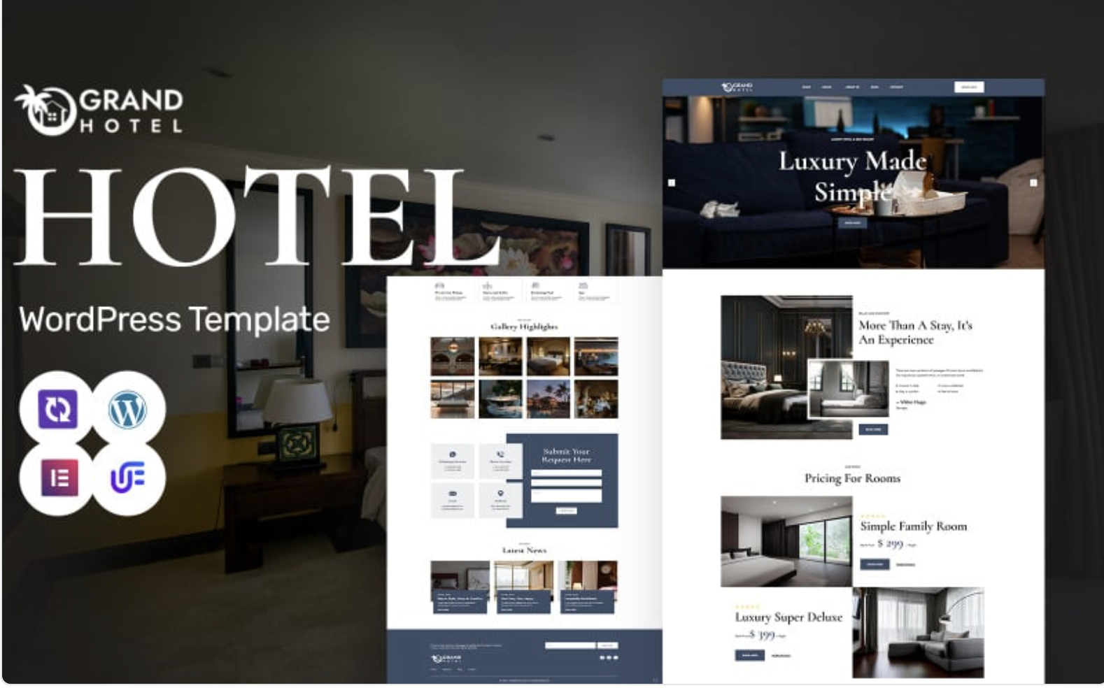 Grand Hotel - Elegant Hotel And Resort WordPress Elementor Theme WordPress Theme