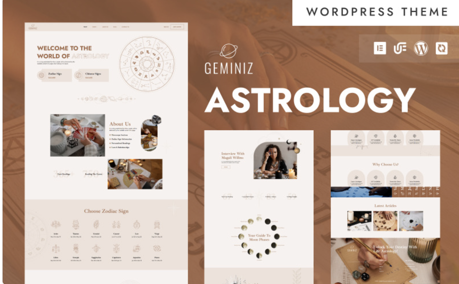 Geminiz - Horoscope, Astrology & Fortune Telling WordPress Elementor Theme WordPress Theme