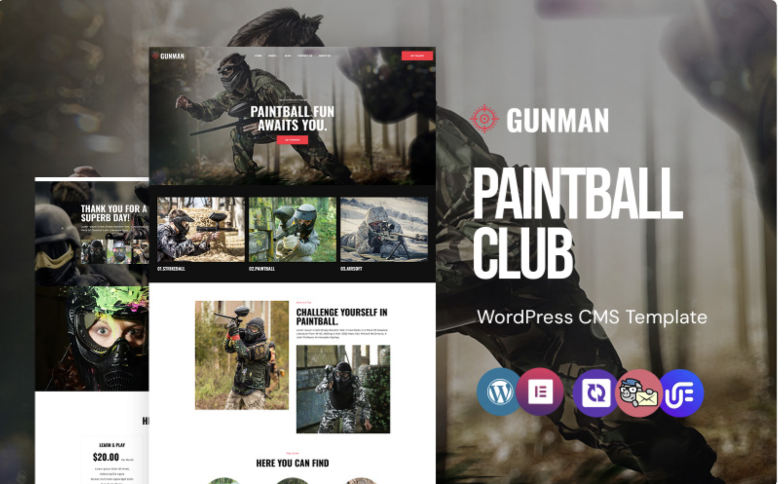 Gunman - Paintball Club WordPress Elementor Theme WordPress Theme
