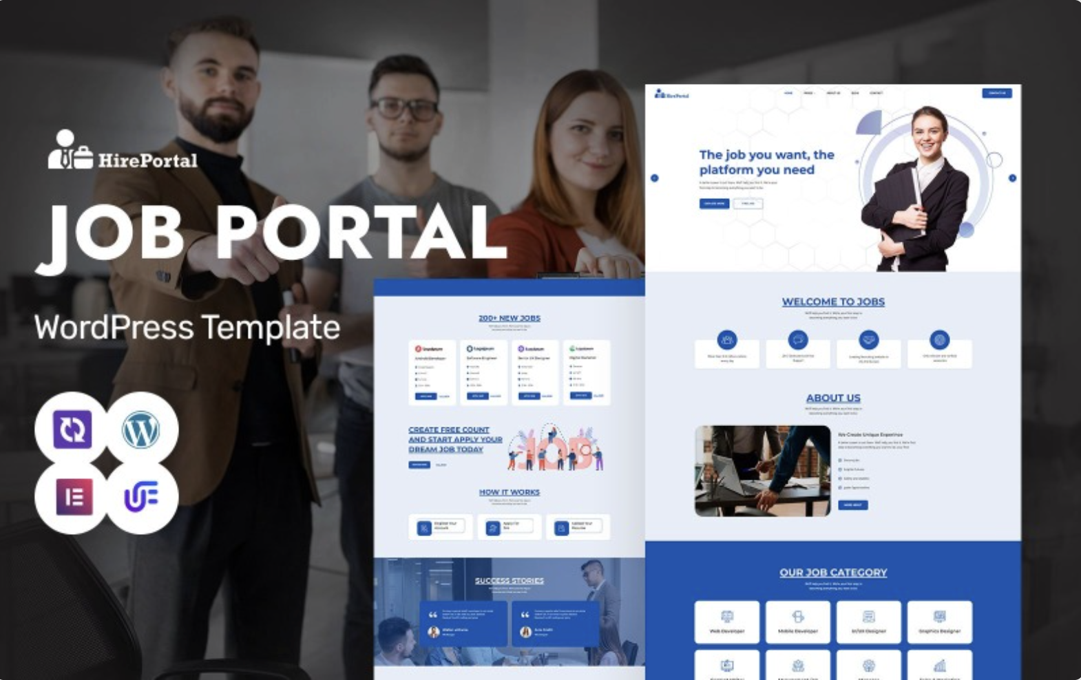 Hire Portal - Professional Job Portal, Job Board & Employment Services WordPress Elementor Theme WordPress Theme