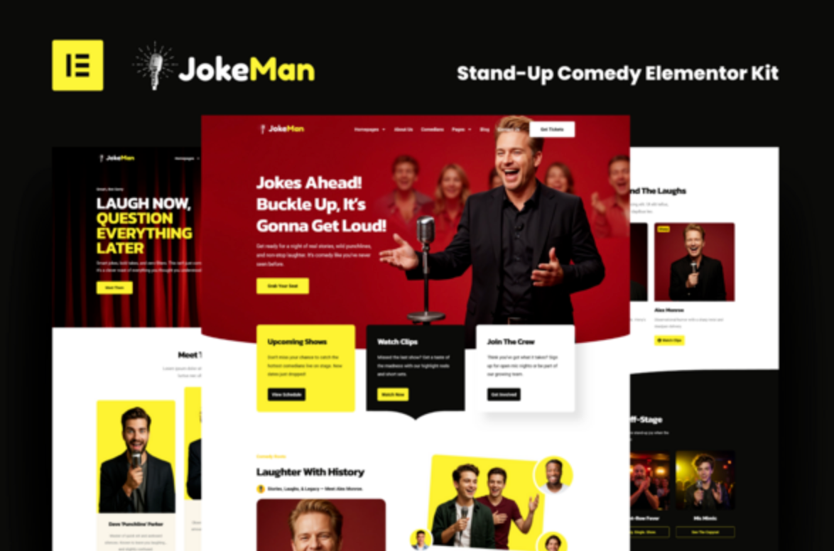 JokeMan - Stand-Up Comedy Elementor Pro Template Kit