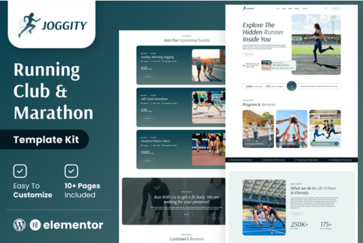 Joggity - Marathon Race & Running Elementor Template Kit