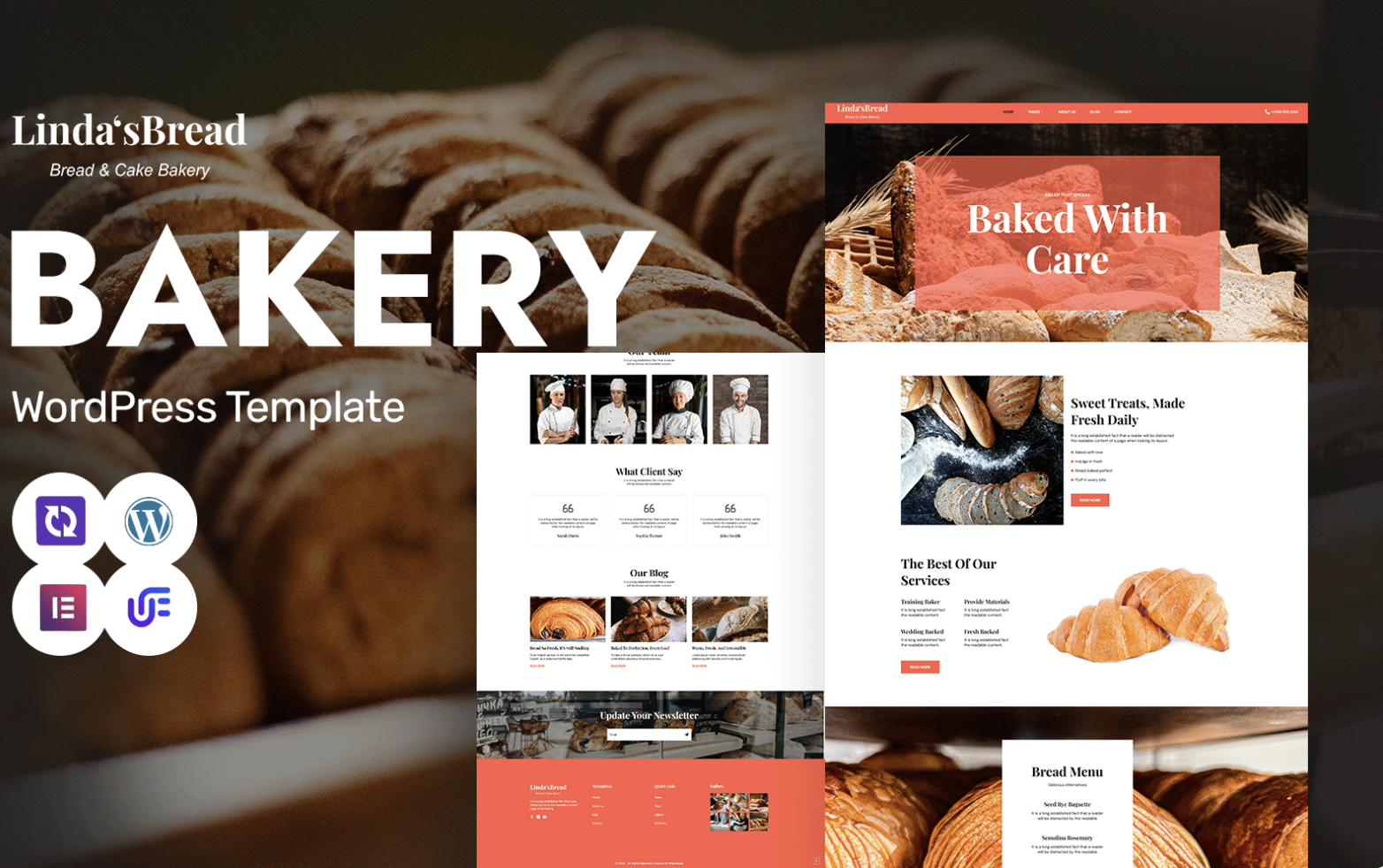 Linda's Bread - Bakery And Organic Bread WordPress Elementor Theme WordPress Theme