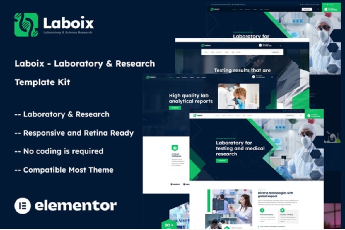 Laboix - Laboratory & Research Elementor Template Kit