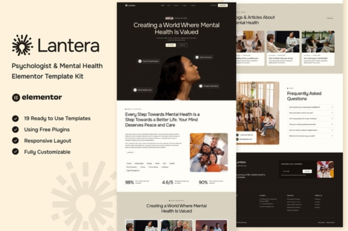Lantera - Psychologist & Mental Health Elementor Template Kit