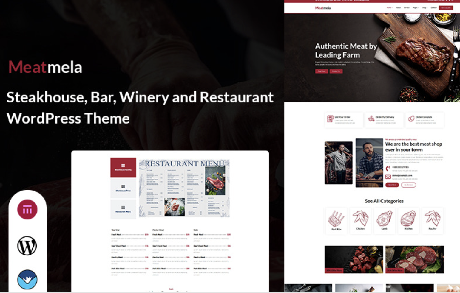 Meatmela - Steakhouse, Bar, Meat, Winery and Restaurant WordPress Theme