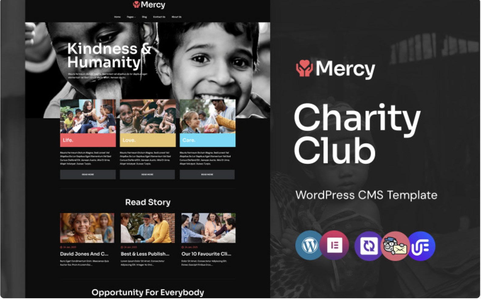 Mercy - Nonprofit Charity Trust And Donation WordPress Elementor Theme WordPress Theme