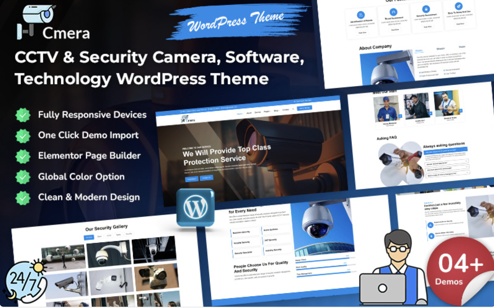 Cmera - CCTV & Security Camera, Software, Website, Apps, Technology WordPress Theme