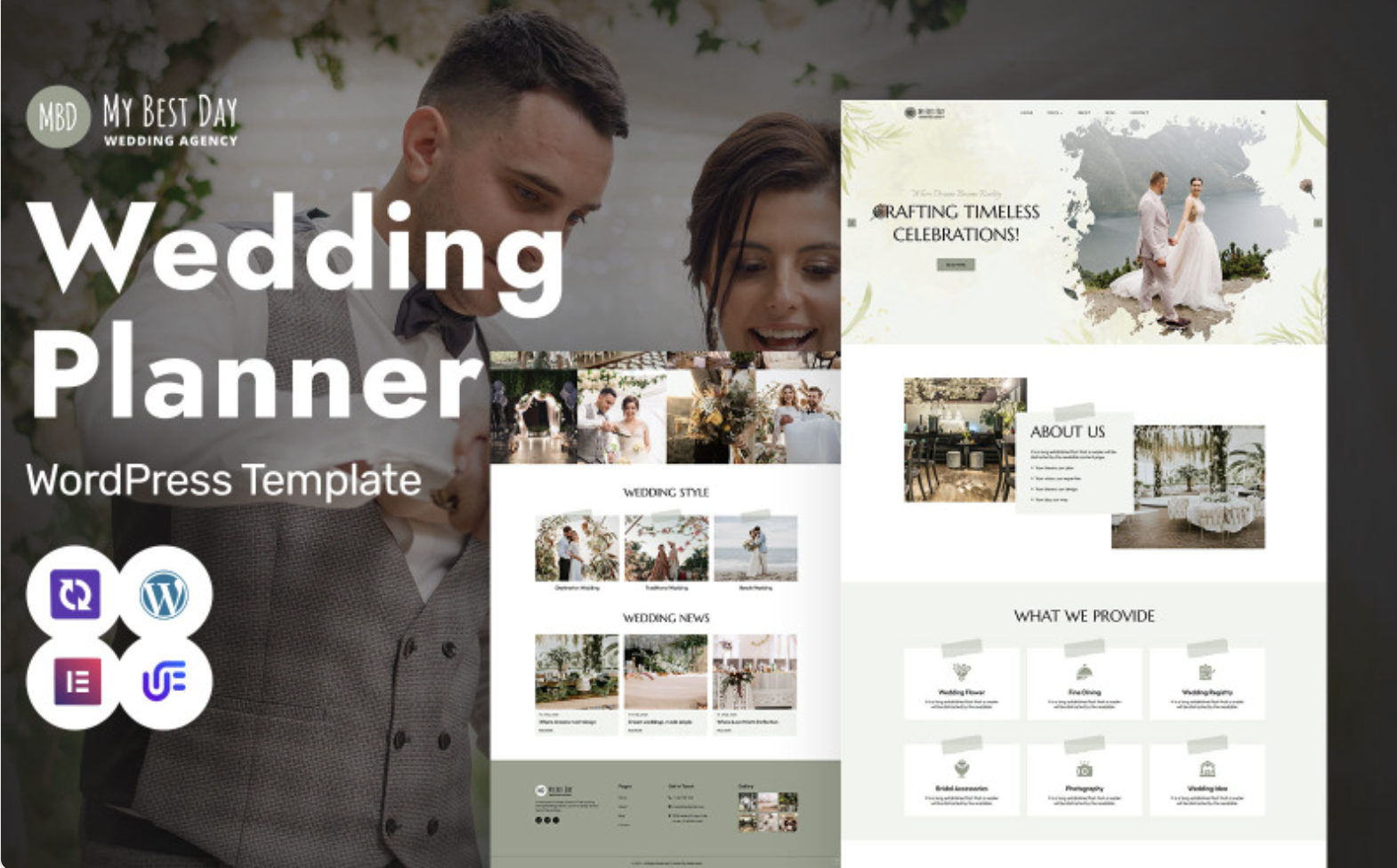 My Best Day - Wedding Planner And Event Management WordPress Elementor Theme WordPress Theme
