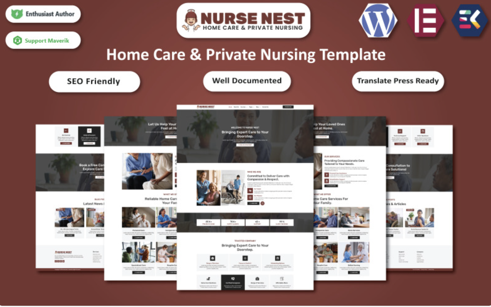Nurse Nest - Home Care & Private Nursing WordPress Elementor Template WordPress Theme