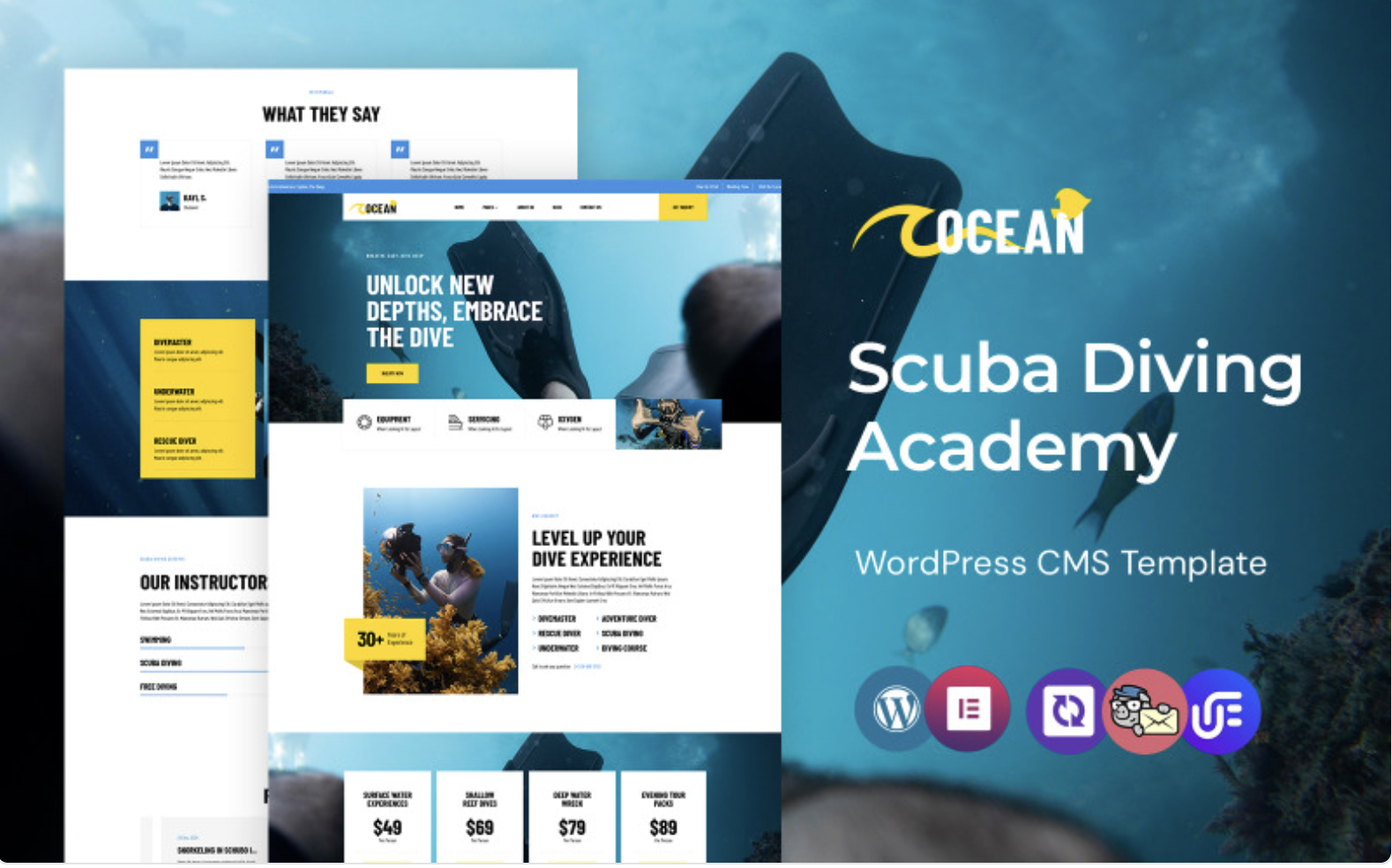Ocean - Scuba Diving Academy And Adventure WordPress Elementor Theme WordPress Theme