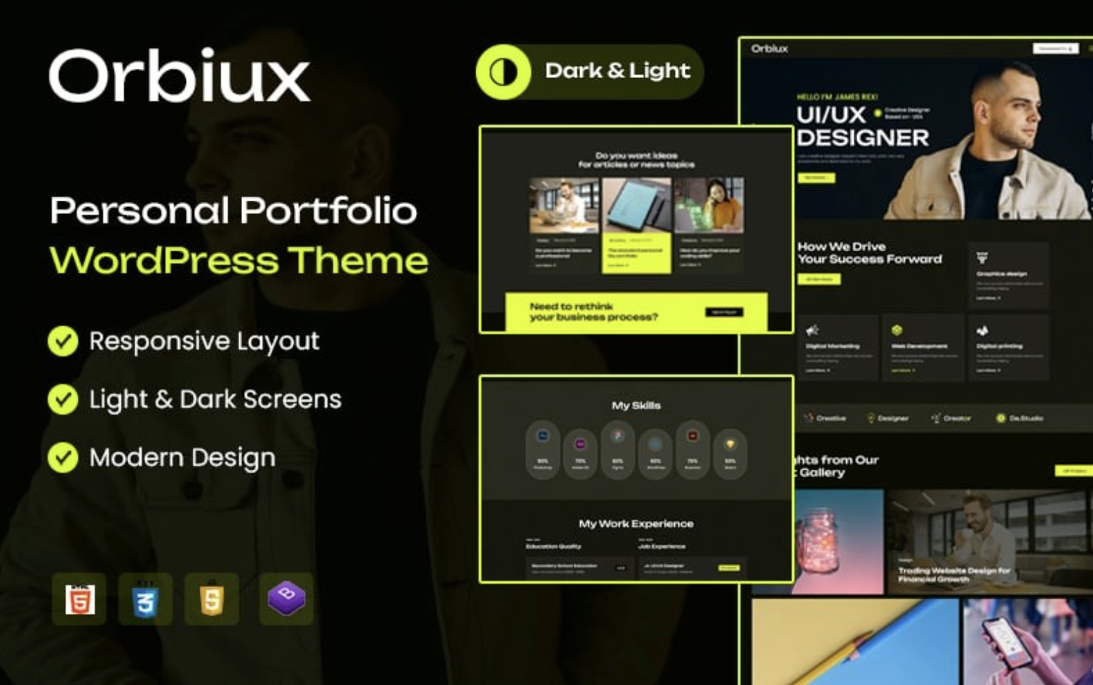 Orbiux – Personal Portfolio Elementor WordPress Theme