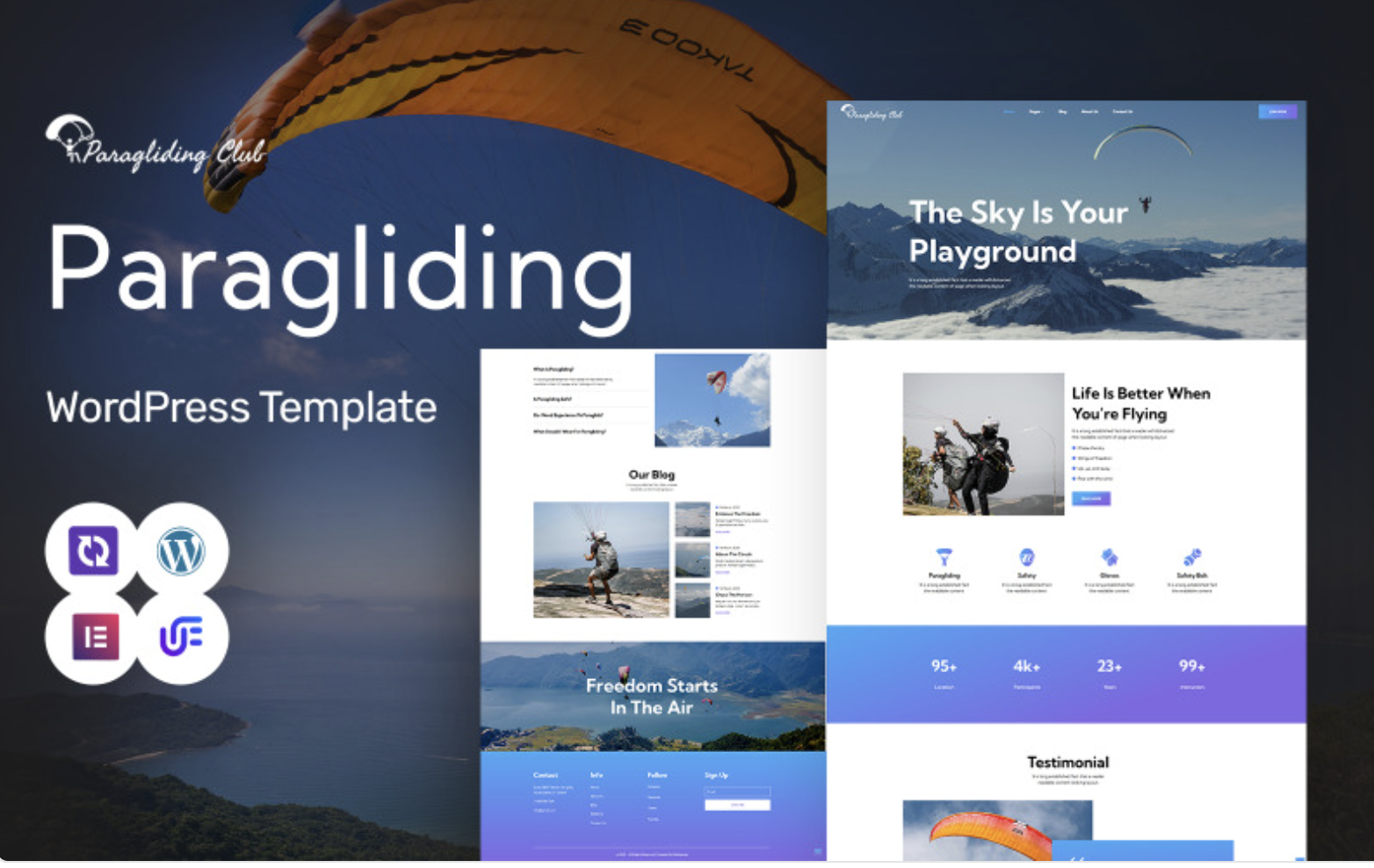 Paragliding Club - Paragliding, Skydiving And Extreme Sports WordPress Elementor Theme WordPress Theme