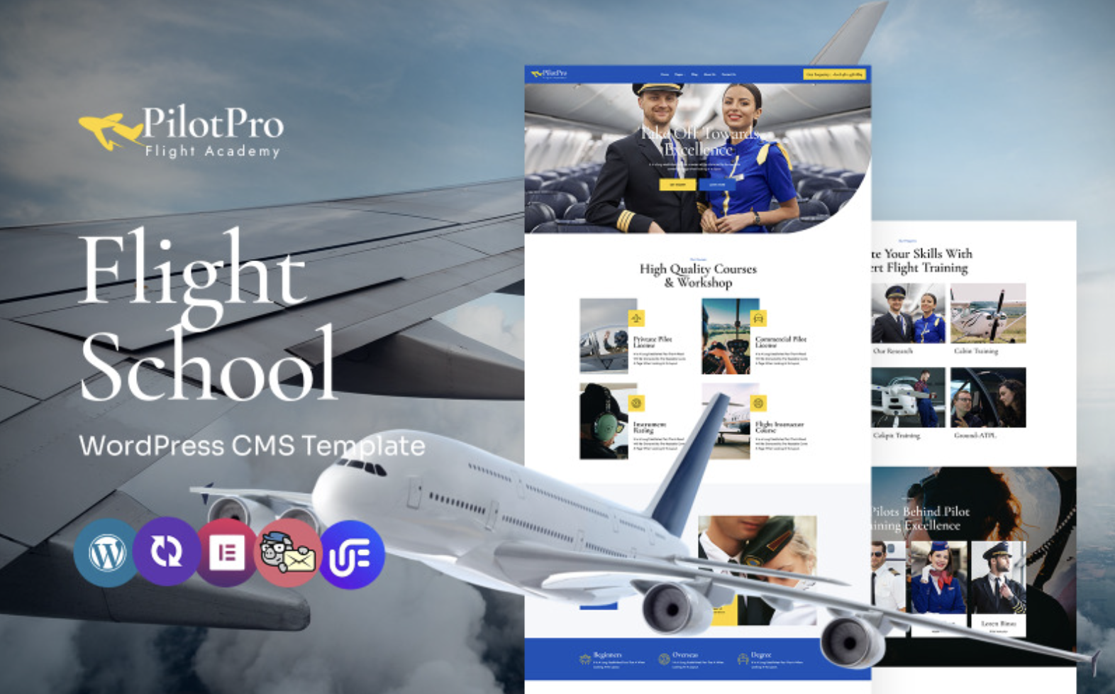 PilotPro - Private Airline Charters and Flight School Multipurpose WordPress Elementor Theme WordPress Theme