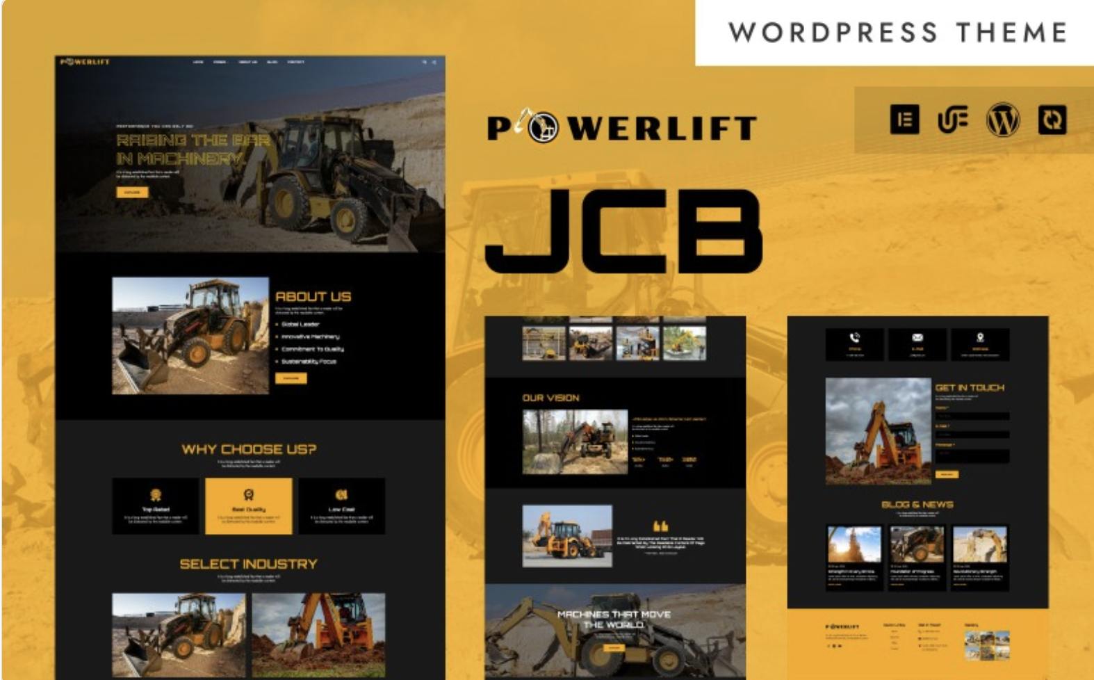 PowerLift - JCB & Industrial Machinery WordPress Elementor Theme WordPress Theme