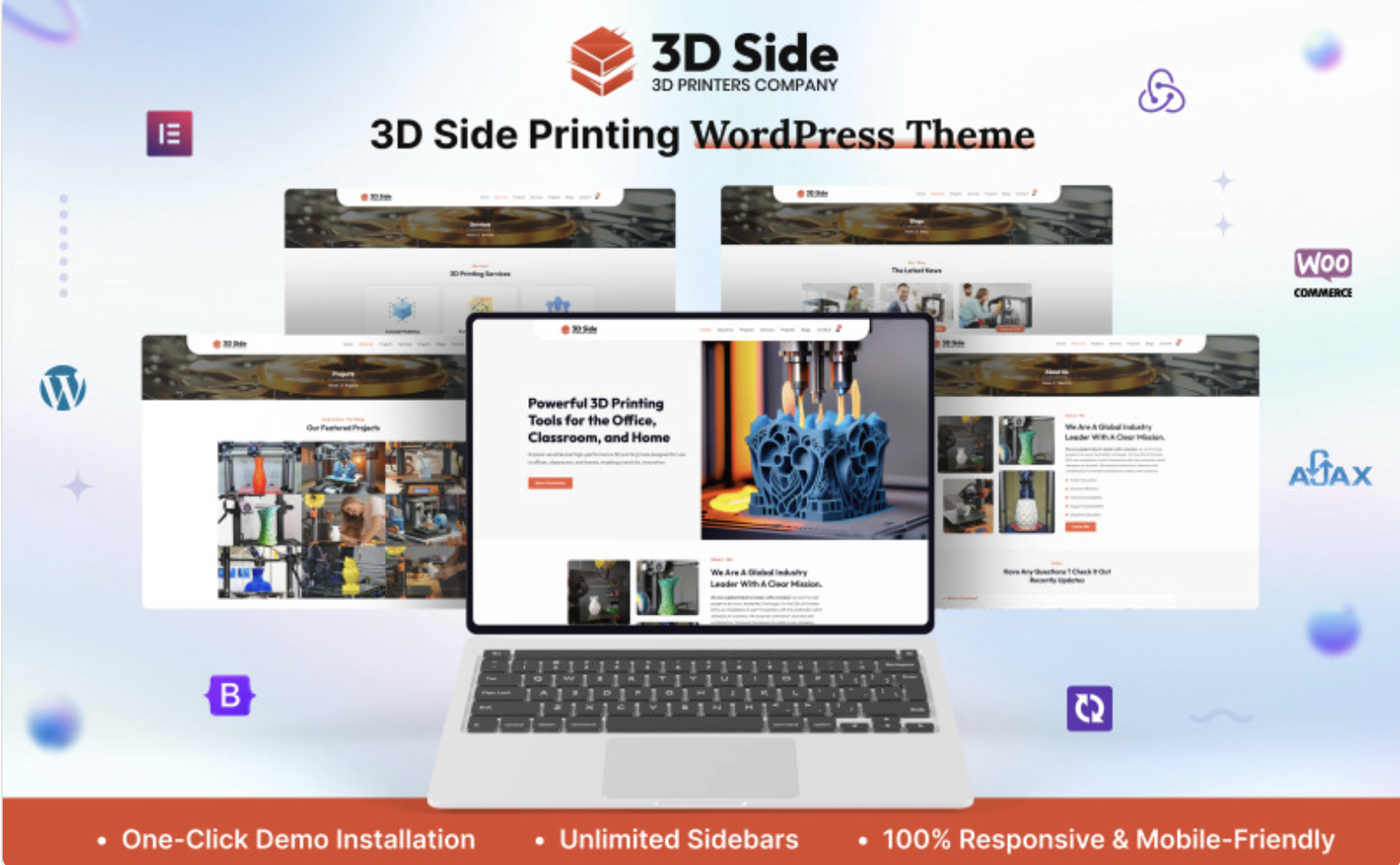 3D Side Printing Elementor WordPress Theme