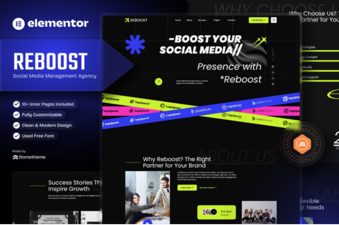 Reboost - Digital Marketing Agency Elementor Template Kit