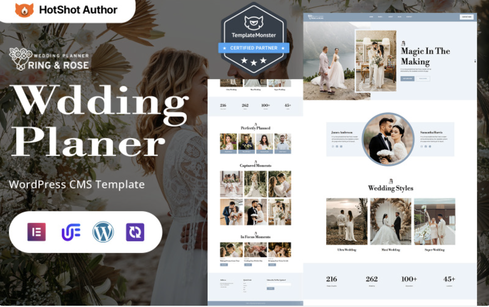 Ring & Rose - Modern Event And Ceremony Planner WordPress Elementor Theme WordPress Theme