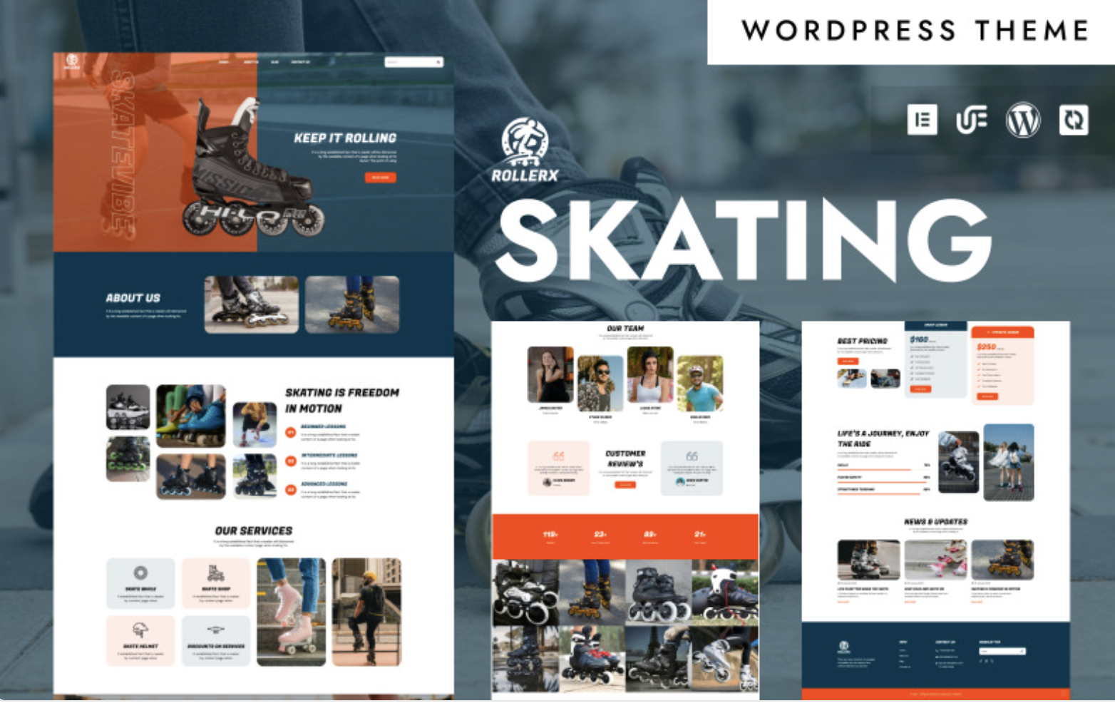 RollerX - Roller Skating & Extreme Sports WordPress Elementor Theme WordPress Theme
