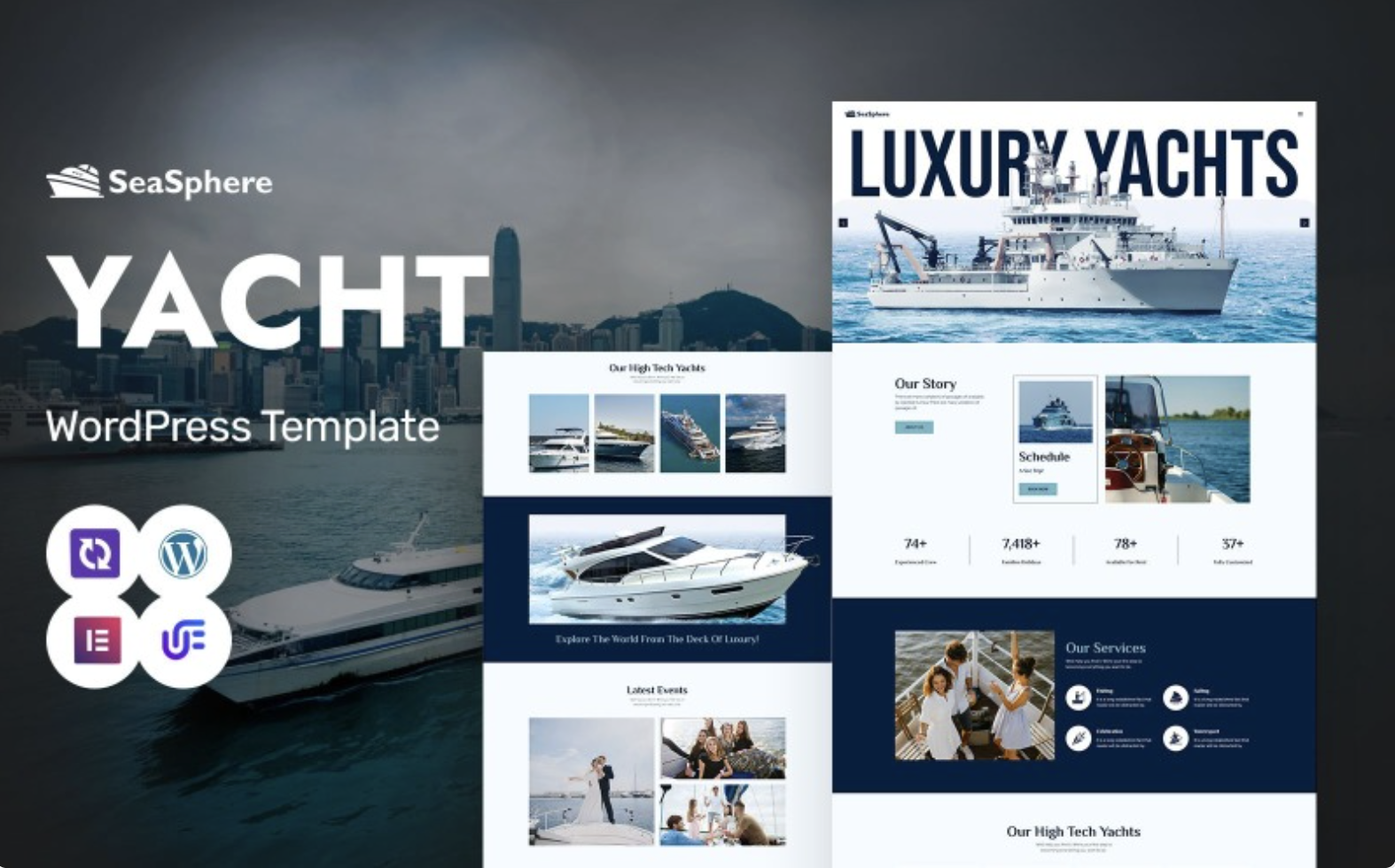 Seasphere - Luxury Yacht Rentals And Services WordPress Elementor Theme WordPress Theme