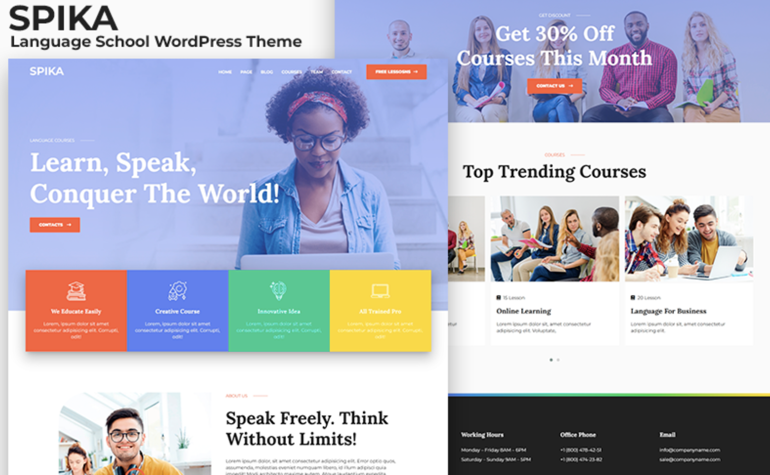 SPIKA - Language School and Course Educational WordPress Theme