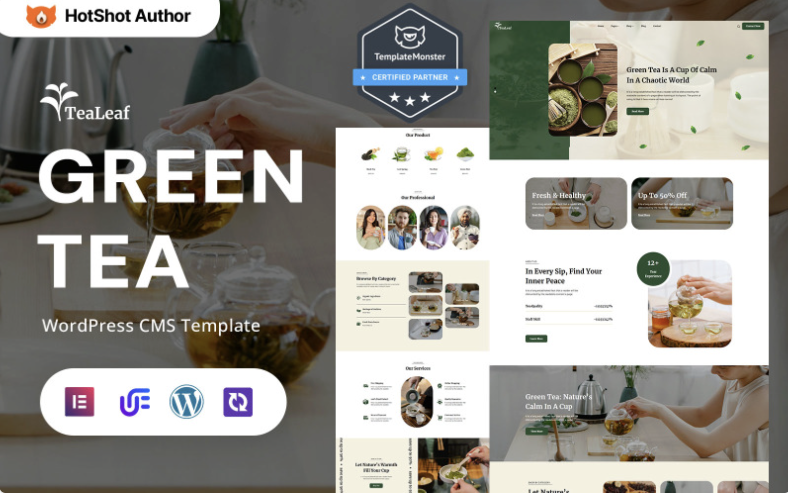 TeaLeaf - Organic Green Tea Store And Herbal Infusions WordPress Elementor Theme WordPress Theme