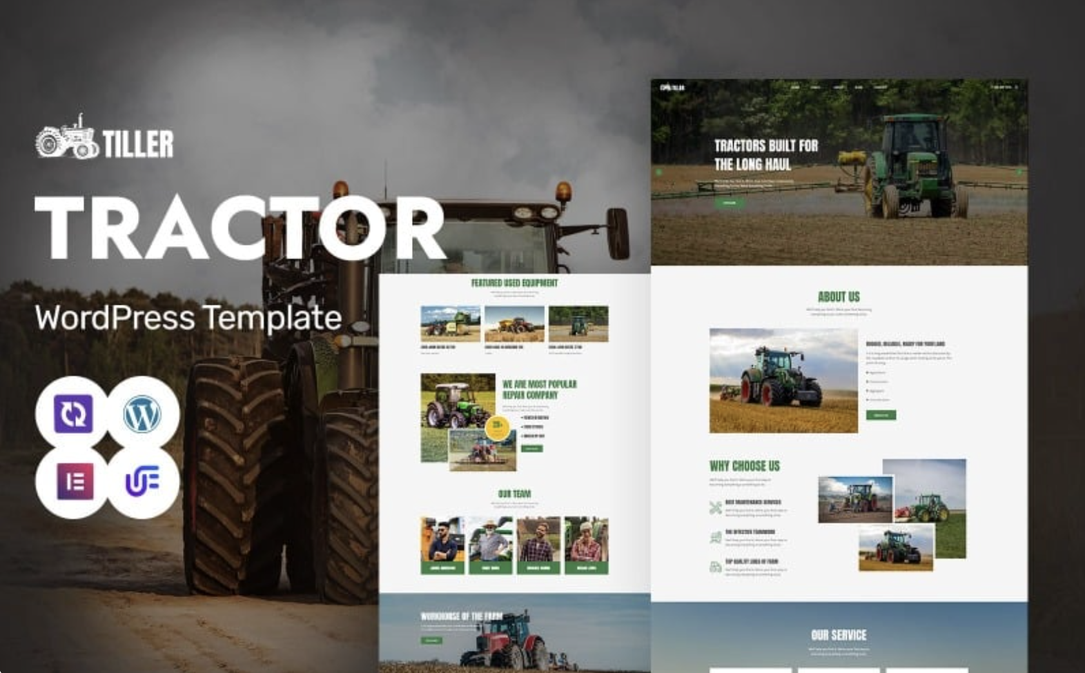 Tiller - Agricultural Machinery, Farming Tools And Tractor WordPress Elementor Theme WordPress Theme