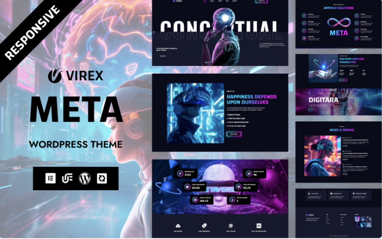 Virex - AI-Powered Business And Technology WordPress Elementor Theme WordPress Theme