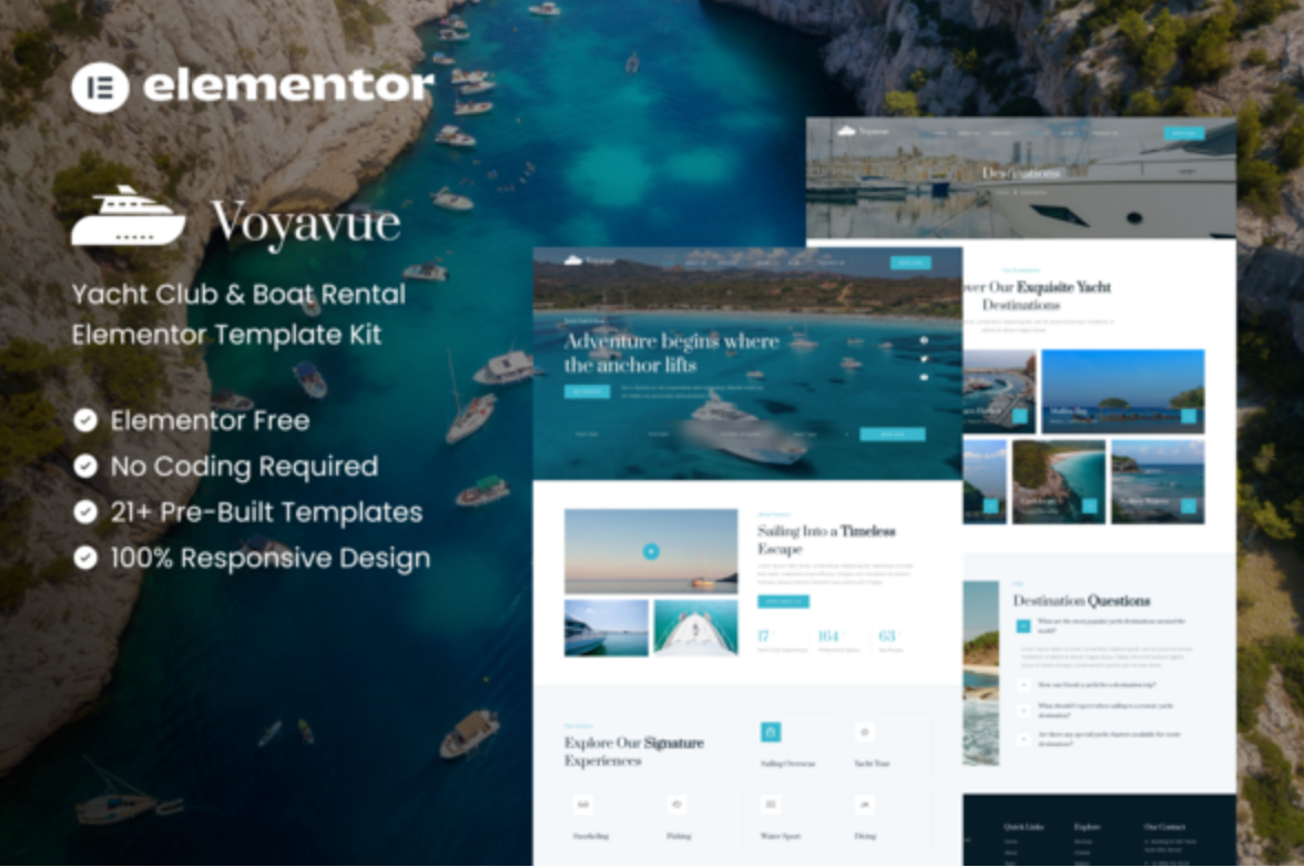 Voyavue - Yacht Club & Boat Rental Elementor Template Kit