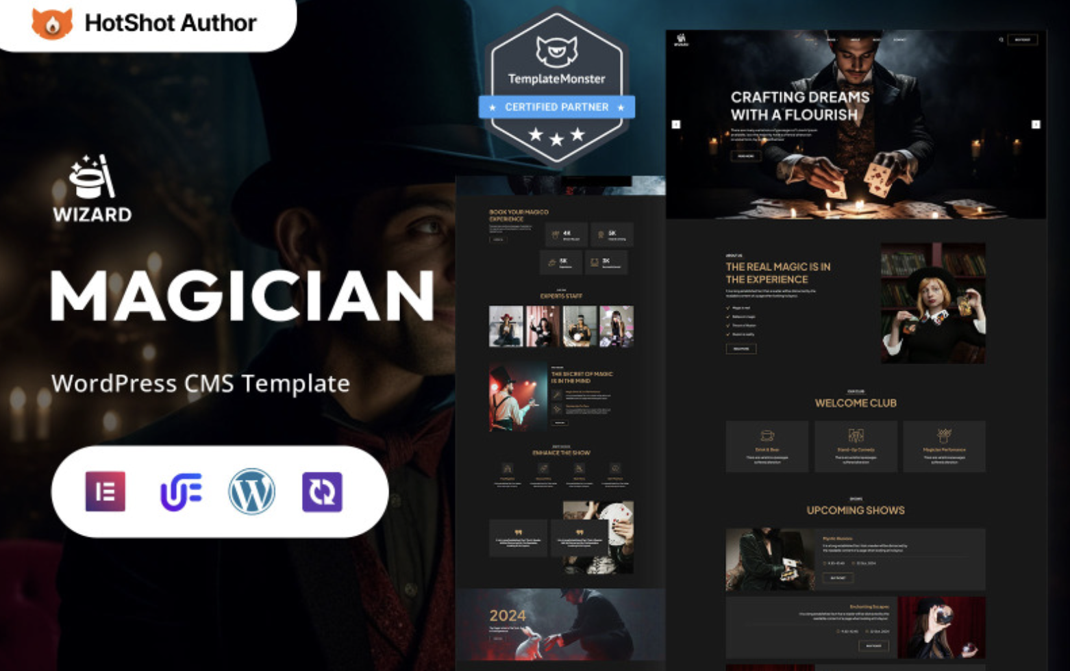 Wizard - Magician Showcase And Entertainment WordPress Elementor Theme WordPress Theme