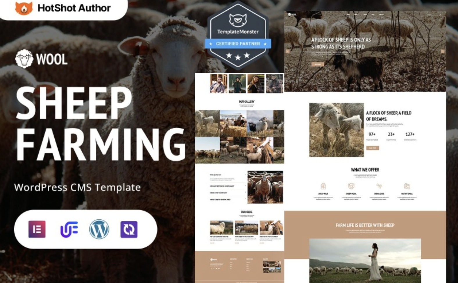 Wool - Sheep Farming, Ranch And Cattle Farm WordPress Elementor Theme WordPress Theme