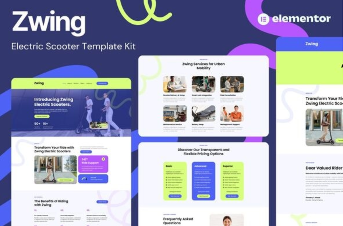 Zwing - Electric Scooter Website Elementor Template Kits