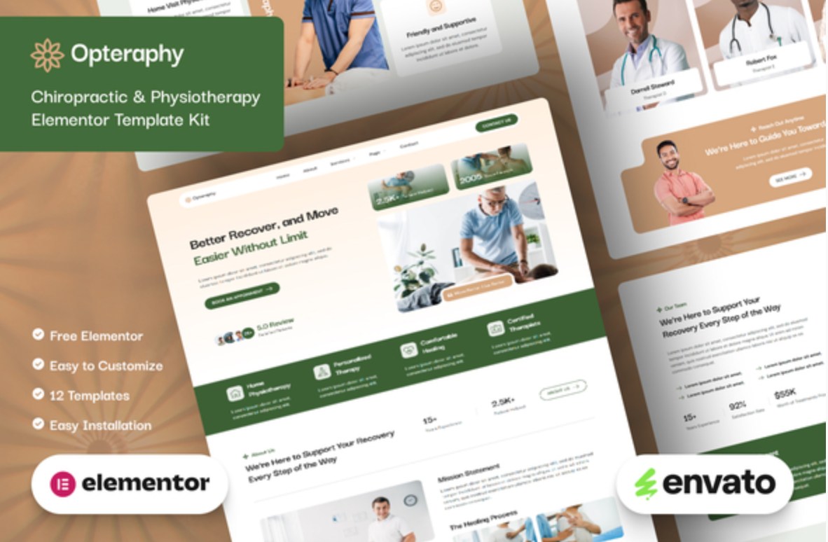 Opteraphy - Chiropractic & Physiotherapy Elementor Template Kit