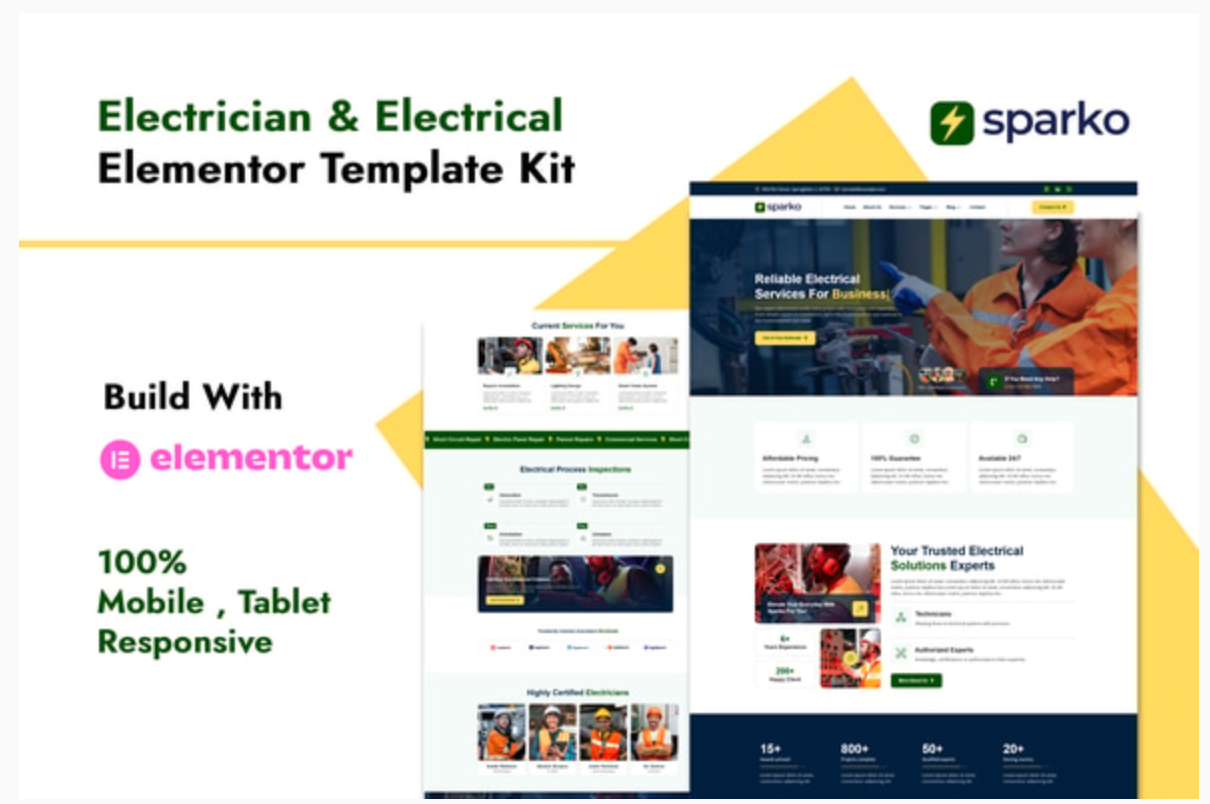 Sparko - Electrician & Electrical Services Elementor Template Kit