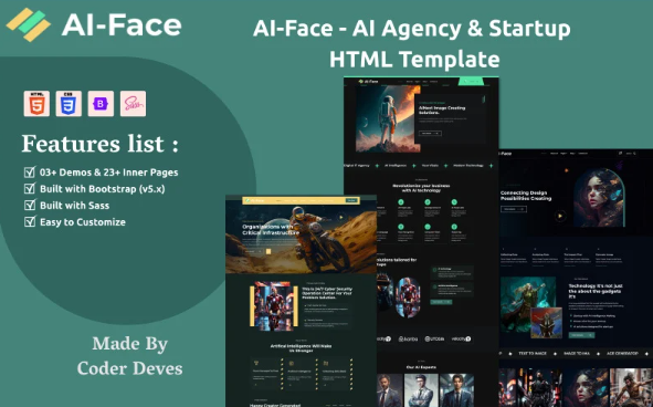 AI-Face – AI Agency & Startup HTML Template + RTL Supported — Template by Templatemonster